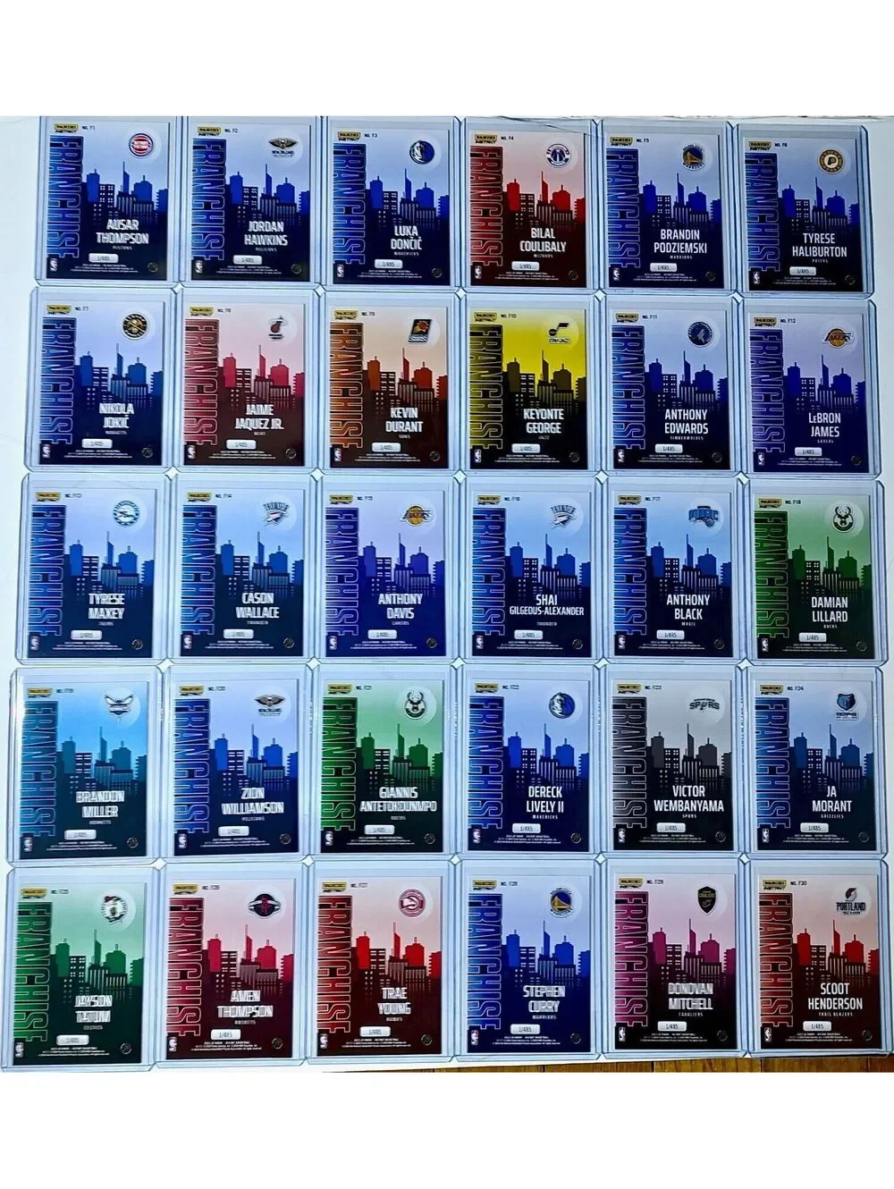 2023-24 Panini NBA Franchise Complete 30 Card Basketball Card Set 1 of 485